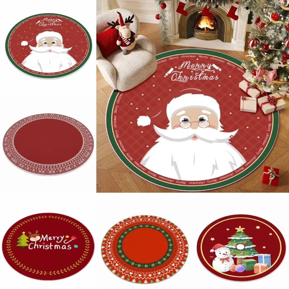 Santa Claus Round Christmas Rug Anti-Slip Washable 60/80cm