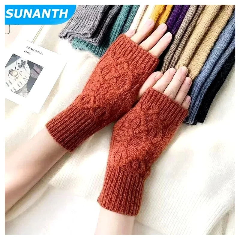 Soft Knit Half Finger Winter Gloves for Women & Men