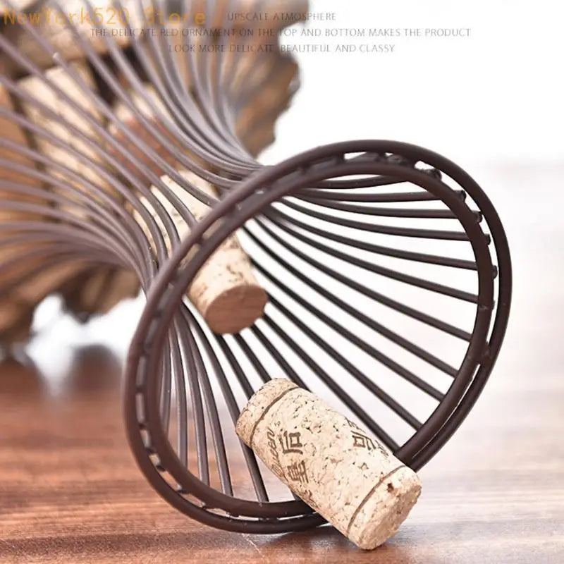 Iron Wine Cork Holder Caddy – Rustic Display Basket Rack