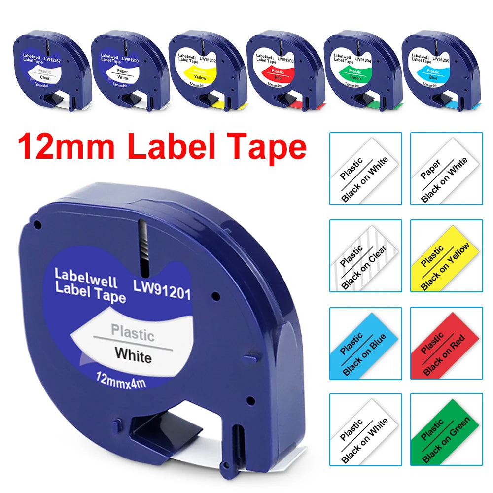 Labelwell Compatible Dymo LetraTag Label Tape 12mm 91201 91200