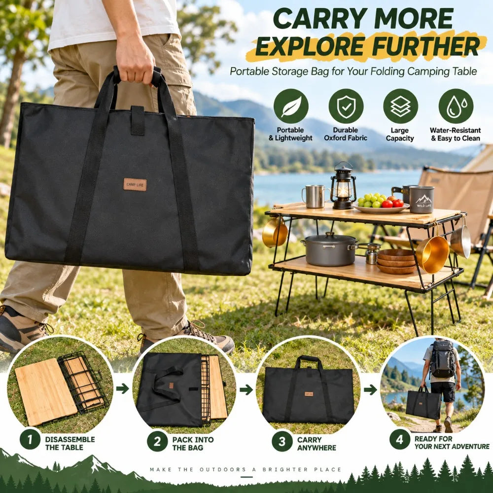 Waterproof Folding Table Carry Bag – Oxford Cloth, Black