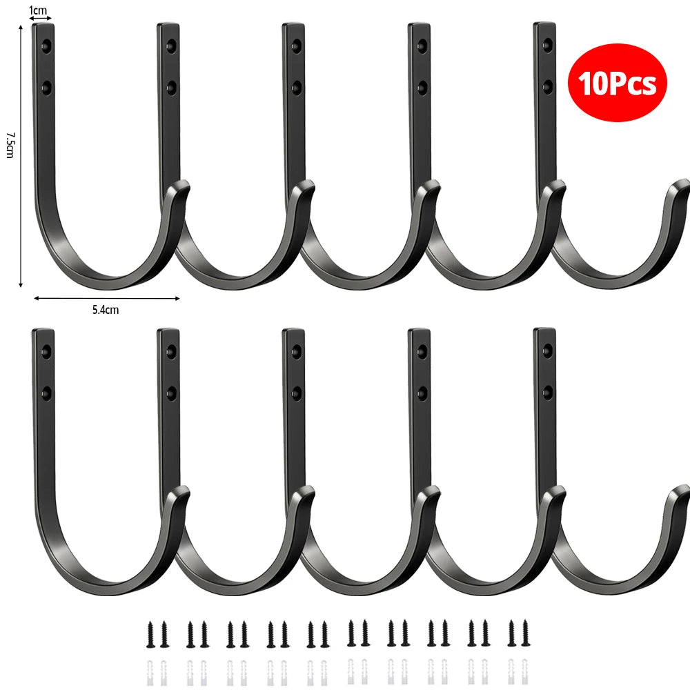 Wall Mount Metal Hooks for Clothes Towel Coat – 1-10 Pack
