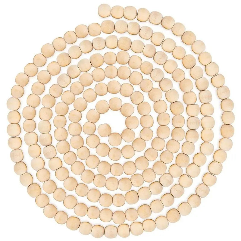 5-Pack 9-Foot Wood Bead Christmas Garland – Rustic Farmhouse