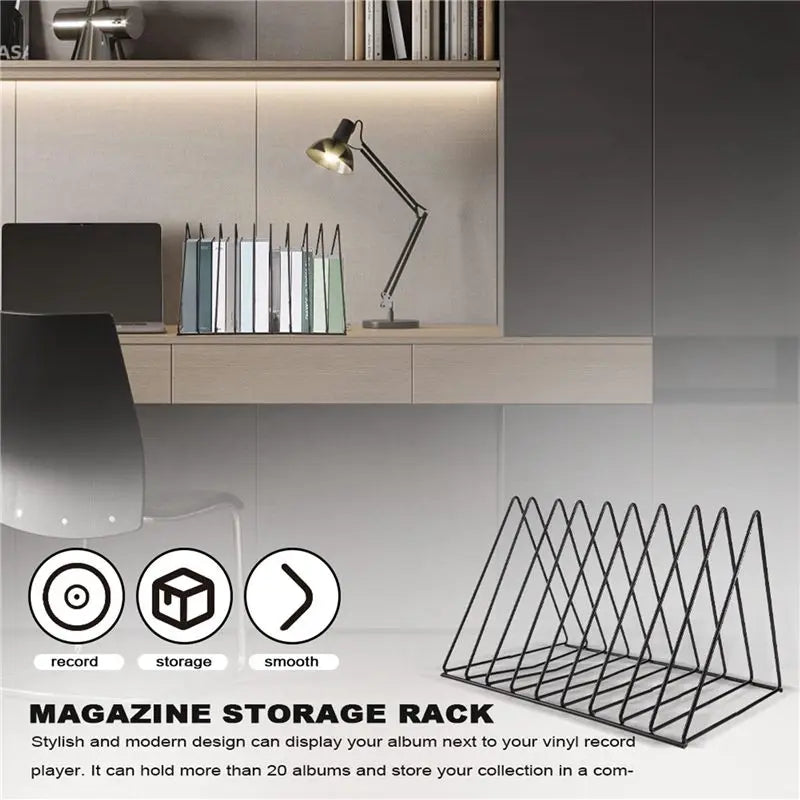 Vinyl Record CD Magazine Storage Rack – Metal Display Stand