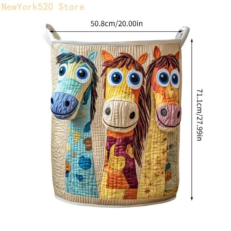 Quilted Fabric Laundry Hamper with Handles – Large Storage Basket