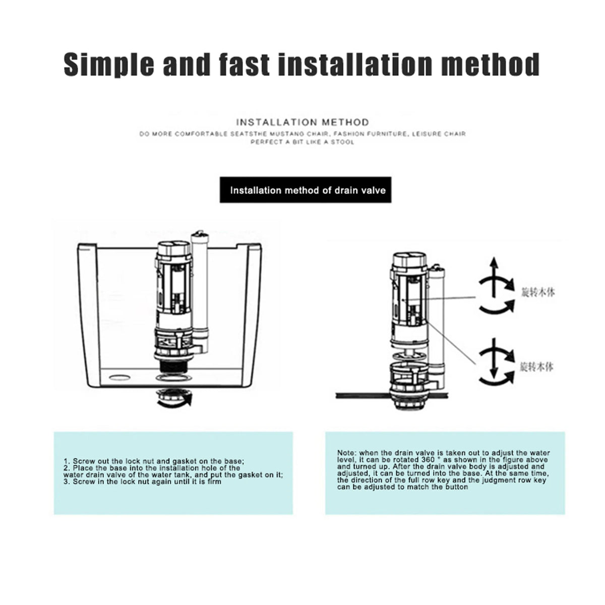 Toilet Dual Flush Valve Split Push Button Cistern Repair