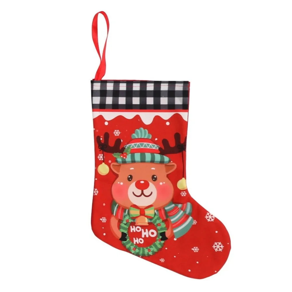 Large Cloth Christmas Stockings – Multicolor DIY Xmas Gift Bags