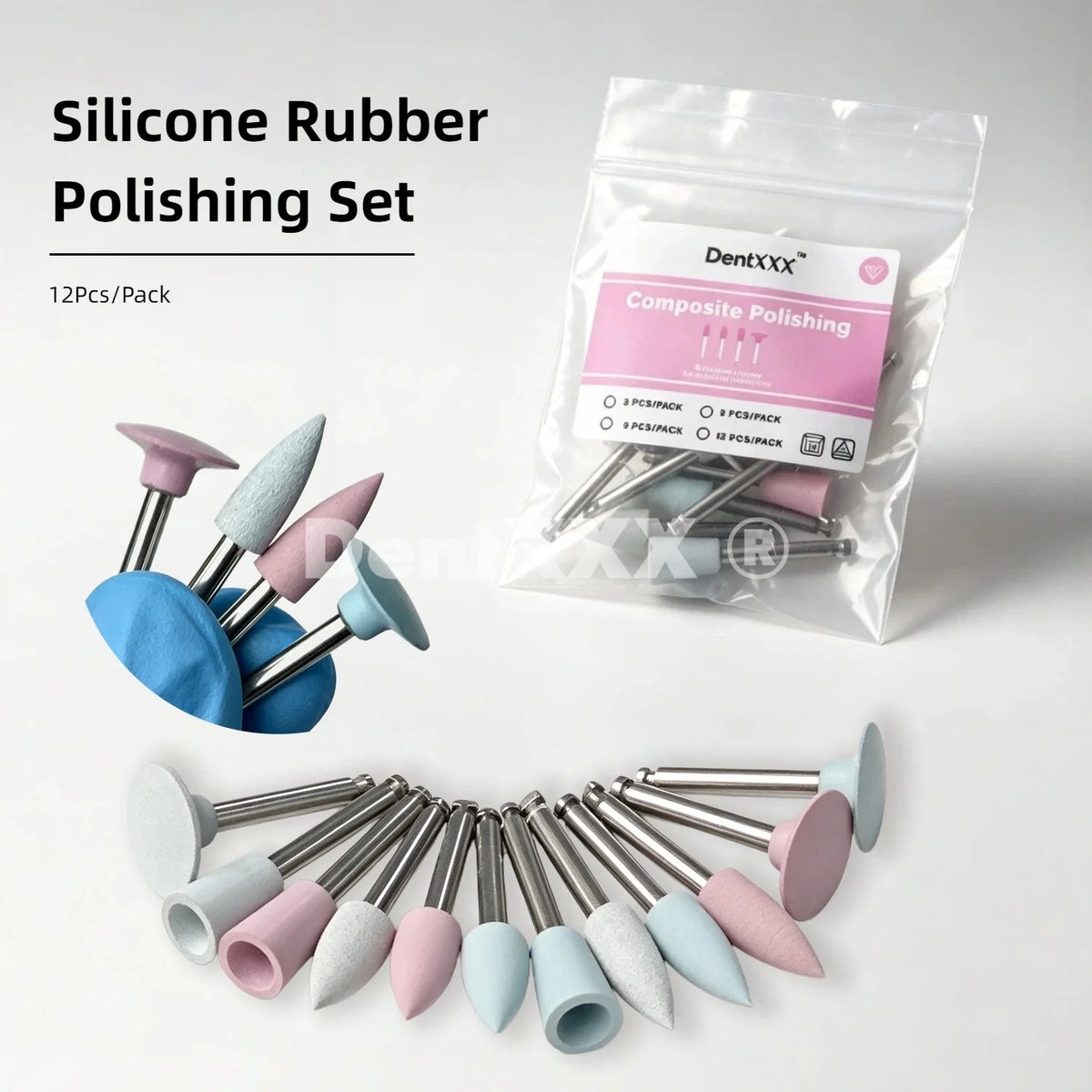12-Pc Silicone Rubber Polishing Kit – Coarse Medium Fine Heads