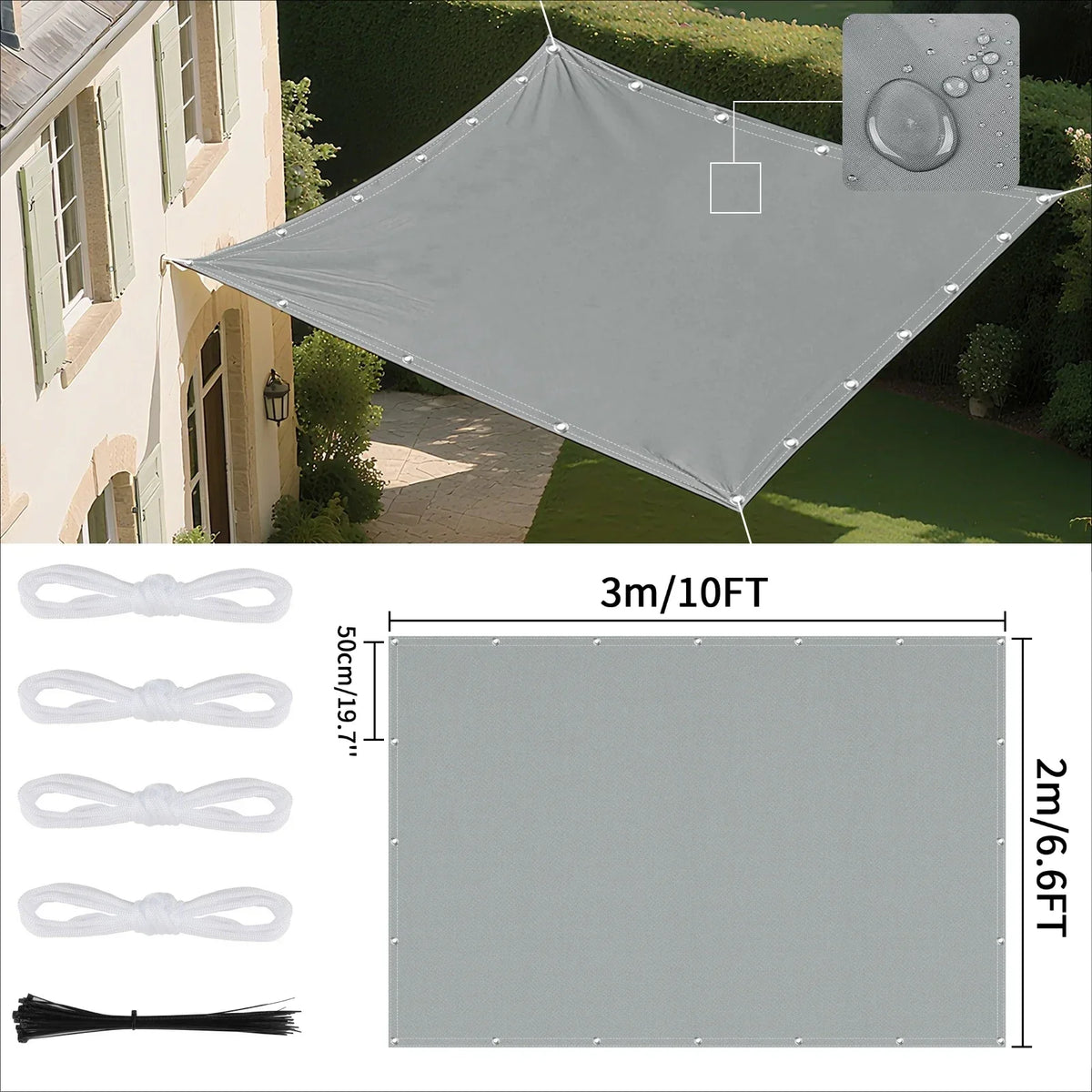 Waterproof Sun Shade Sail with Eyelets – UV Canopy Awning