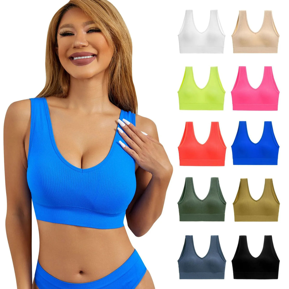 Women's Padded Y-Back Sports Bra – Yoga & Gym Workout Top