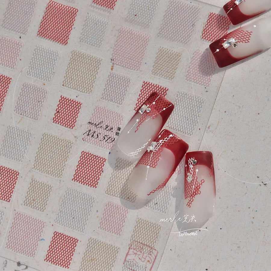 5D Relief Nail Art Stickers – Lace, Bow & Lattice Decals