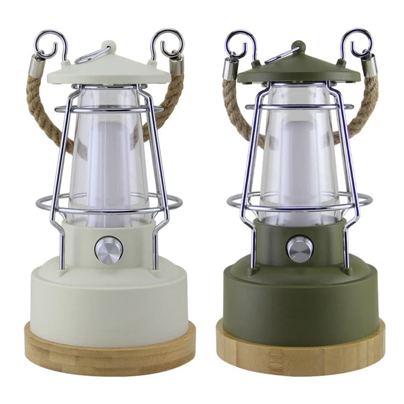 Retro Rechargeable Camping Lantern – Stepless Dimming LED Lamp