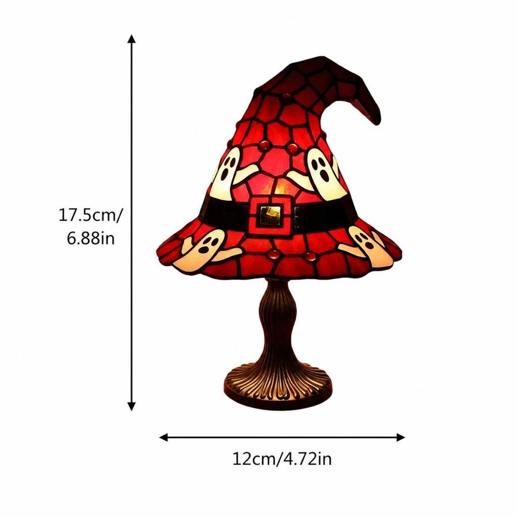 Witch Hat Stained Glass USB Table Lamp – Gothic Night Light