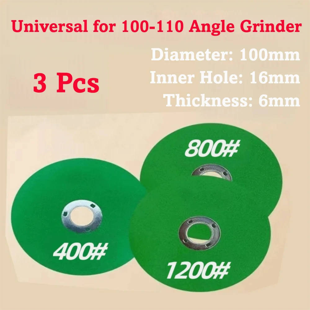 3-Pack Ultra-Fine Resin Grinding & Polishing Discs 100mm