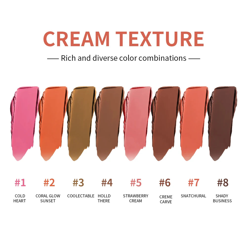Cream Highlighter Blush Palette – Matte & Shimmer Finishes
