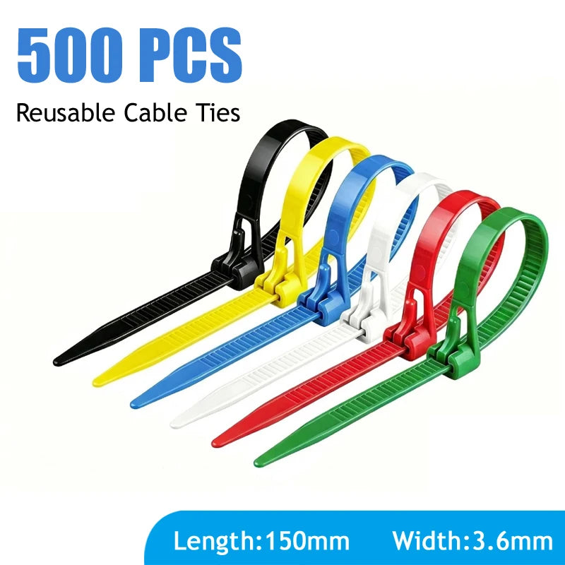 Reusable Nylon Cable Ties 50–1000pcs Mixed Colours & Black