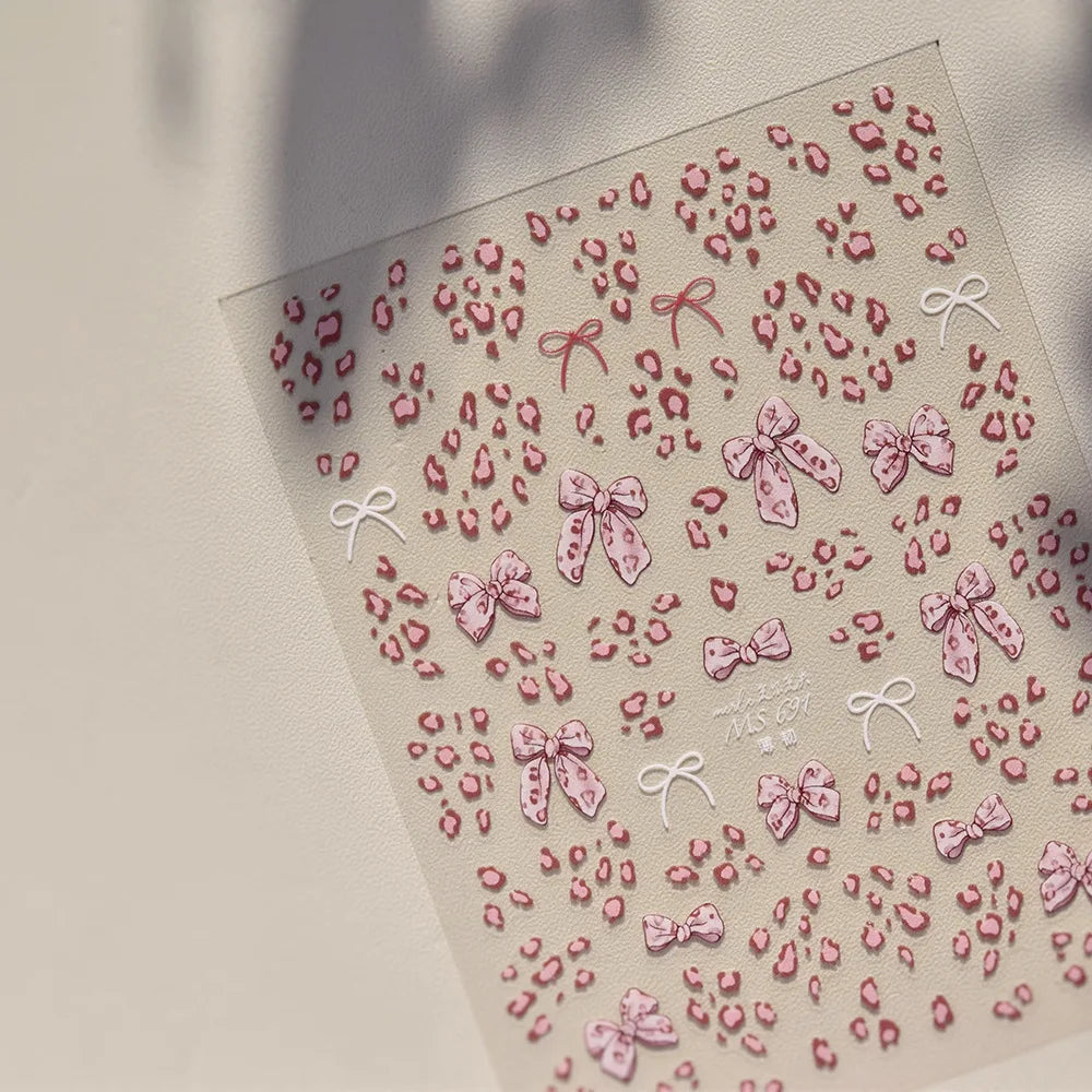 Retro 3D Animal Print Nail Stickers – Gold Leopard & Cow Decals