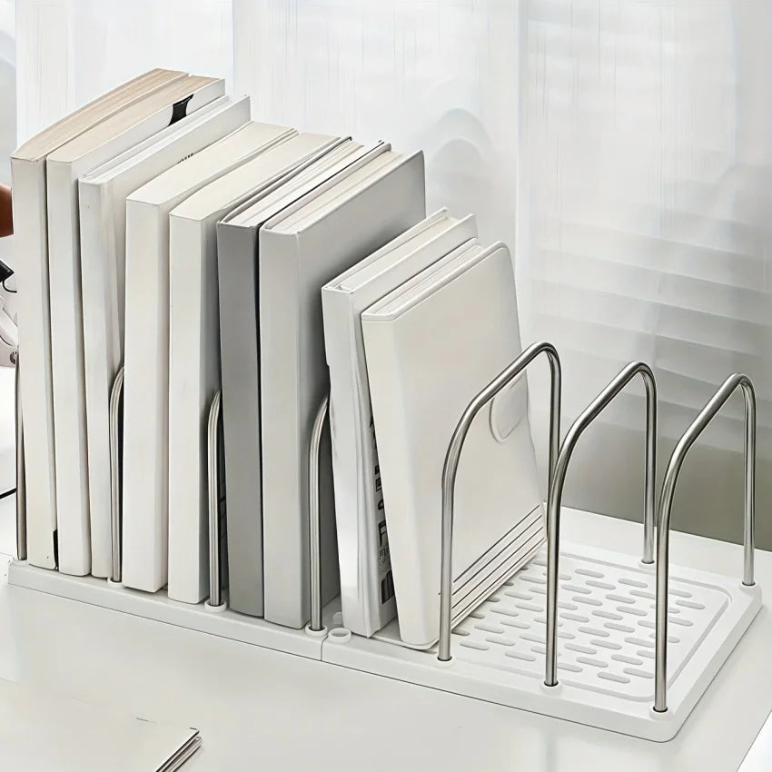 Modern Metal Desktop Book Stand & File Organizer Rack