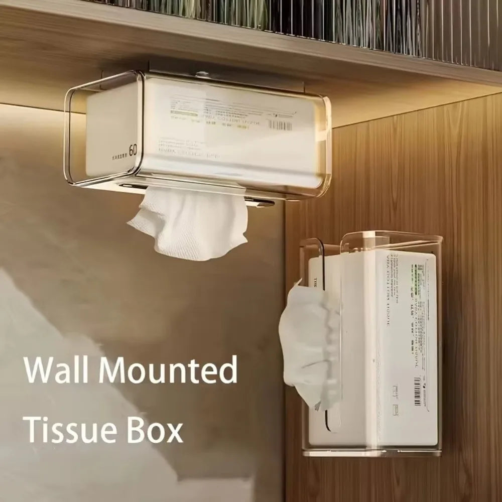 Wall Mounted Clear Acrylic Tissue Box – Waterproof Punch-Free