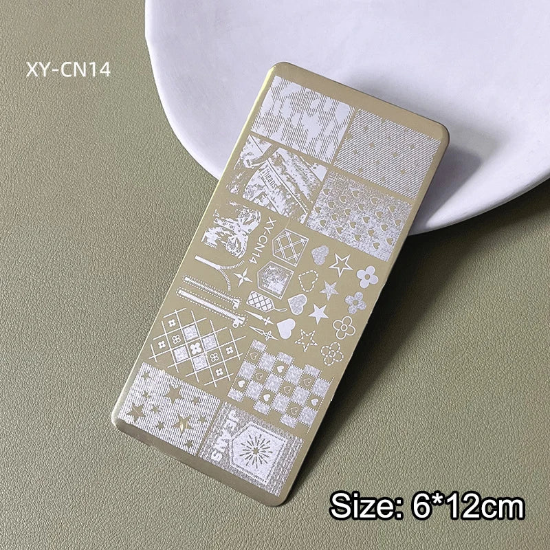 Nail Stamping Plates 12x6cm Butterfly Flower Cat Designs