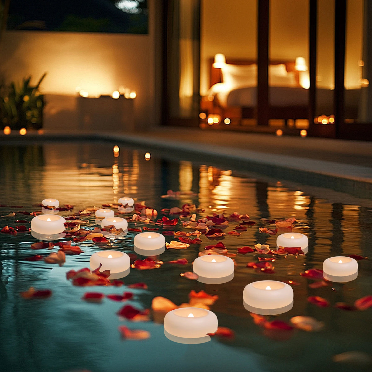 Waterproof LED Floating Flameless Tealights – 12/24-Pack
