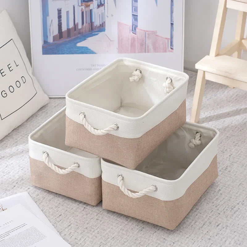 Foldable Linen Storage Basket with Handles – Large Capacity