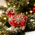 Acrylic Chinese Zodiac Goat Pendant – Red & Gold Car Keychain