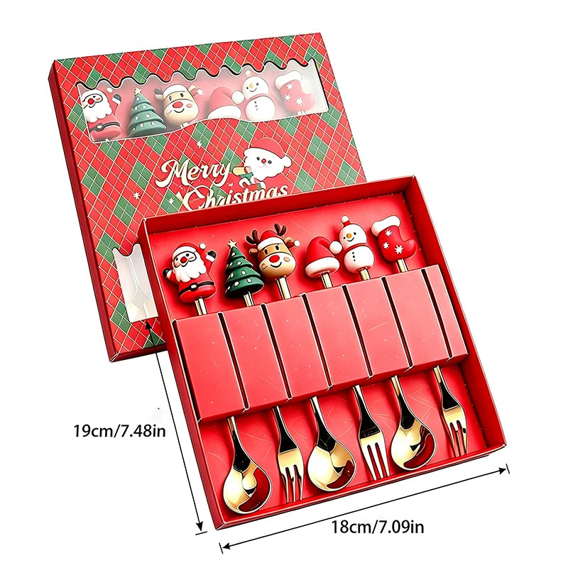 Christmas Stainless Steel Fork & Spoon Set – Festive Gift