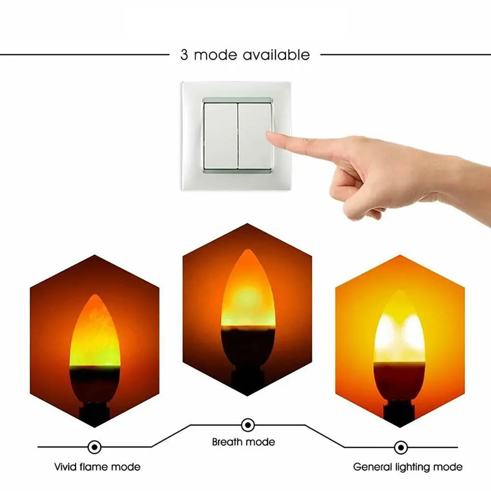 Flame Effect LED Bulb E14 E27 3-Mode Candle Atmosphere Lamp