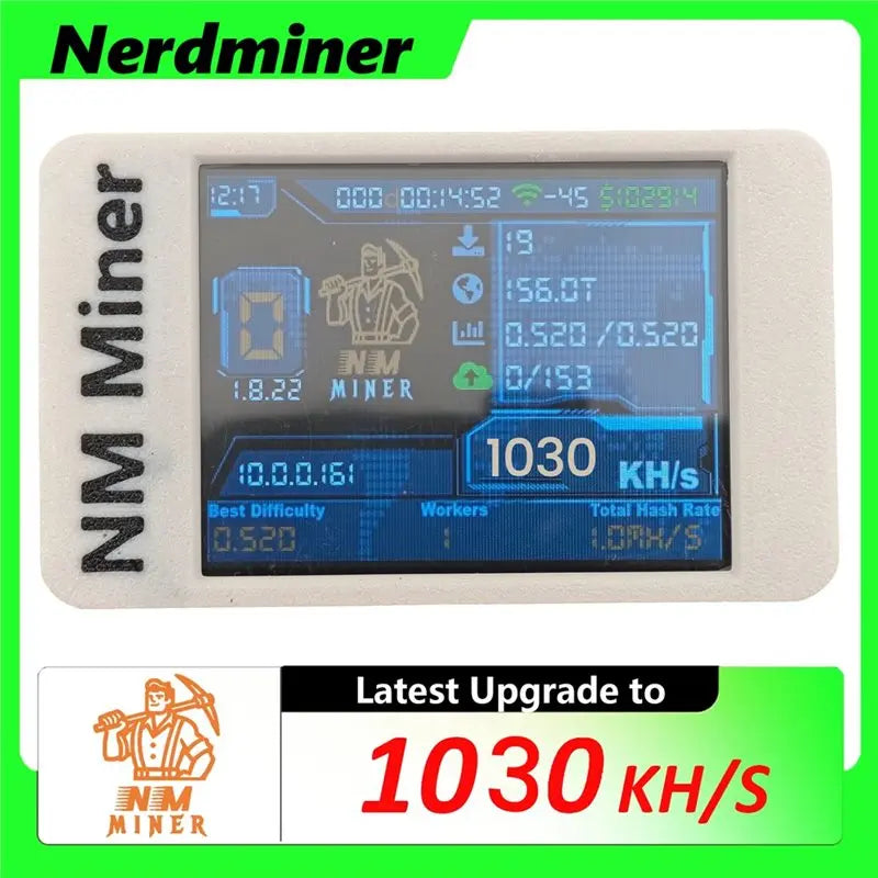 NerdMiner PRO NMMiner 1030KH/S Bitcoin Solo Miner 2.8" Display