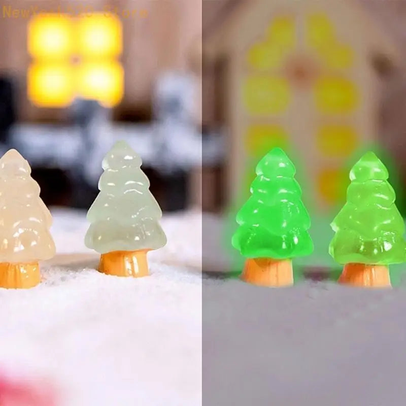 10 Pcs Luminous Christmas Tree Resin Charms for Jewelry Making