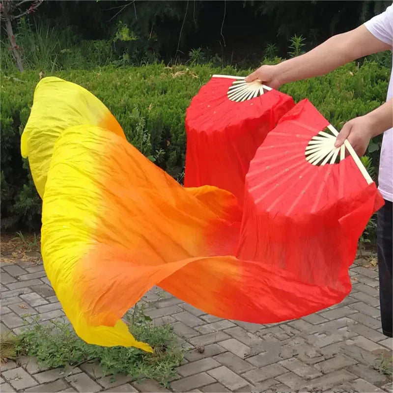 Gradient Belly Dance Fan Extended Floating Head Long Silk Fan