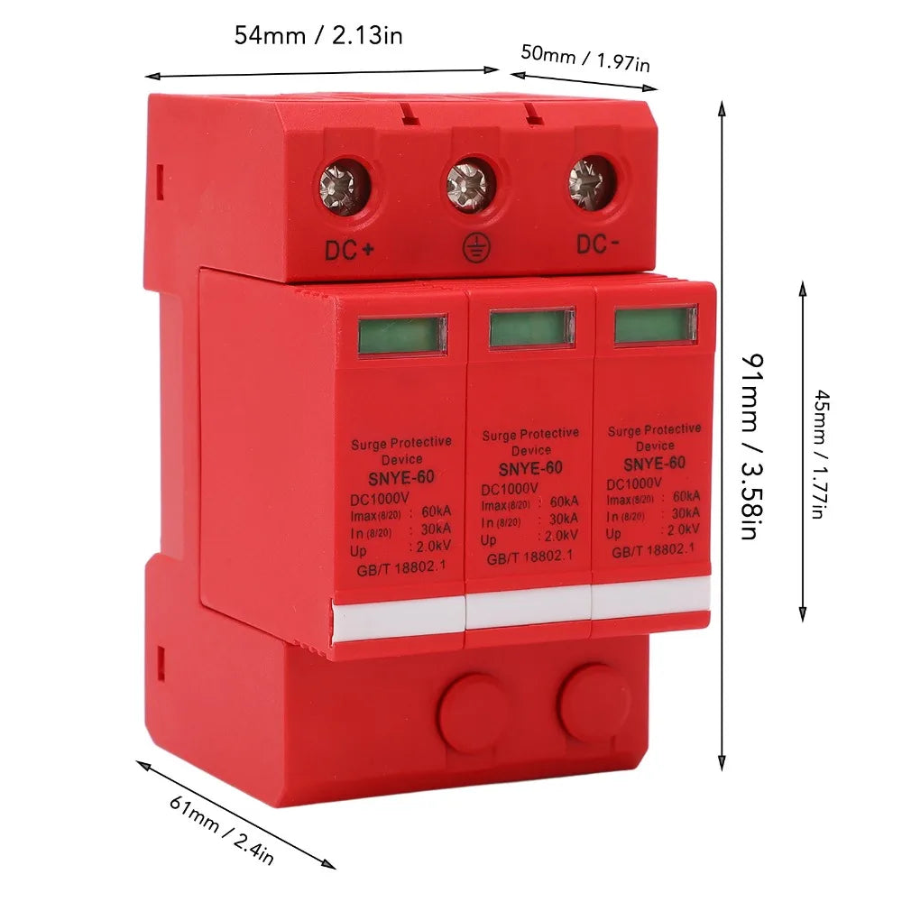 3P 1000V DC Surge Protective Device 60KA Solar PV SPD
