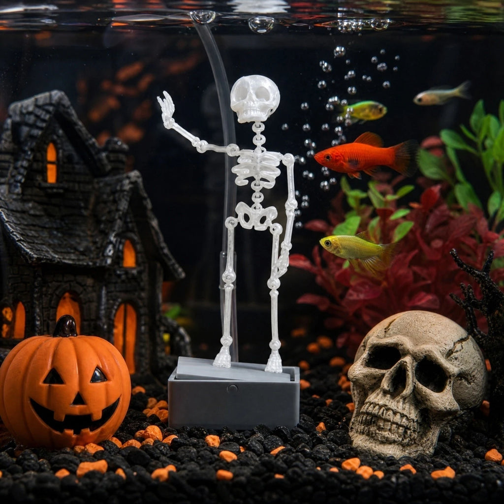 Dancing Skeleton Aquarium Bubbler – Gothic Fish Tank Ornament