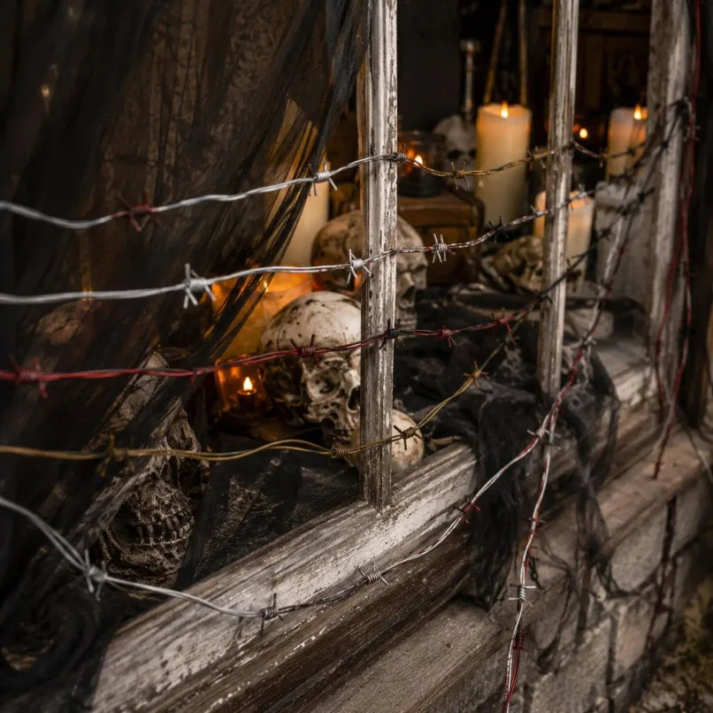Fake Barbed Wire Halloween Prop 2.5m – Haunted House Decor