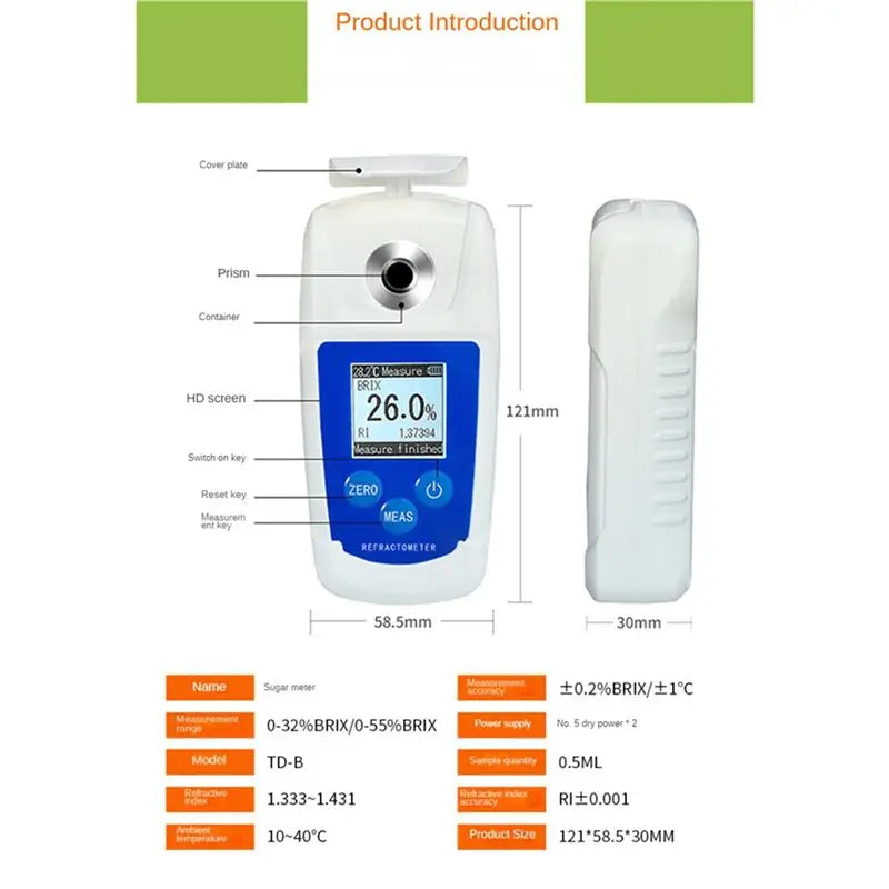 Digital Brix Refractometer 0–55% Sugar Meter 3-Pack