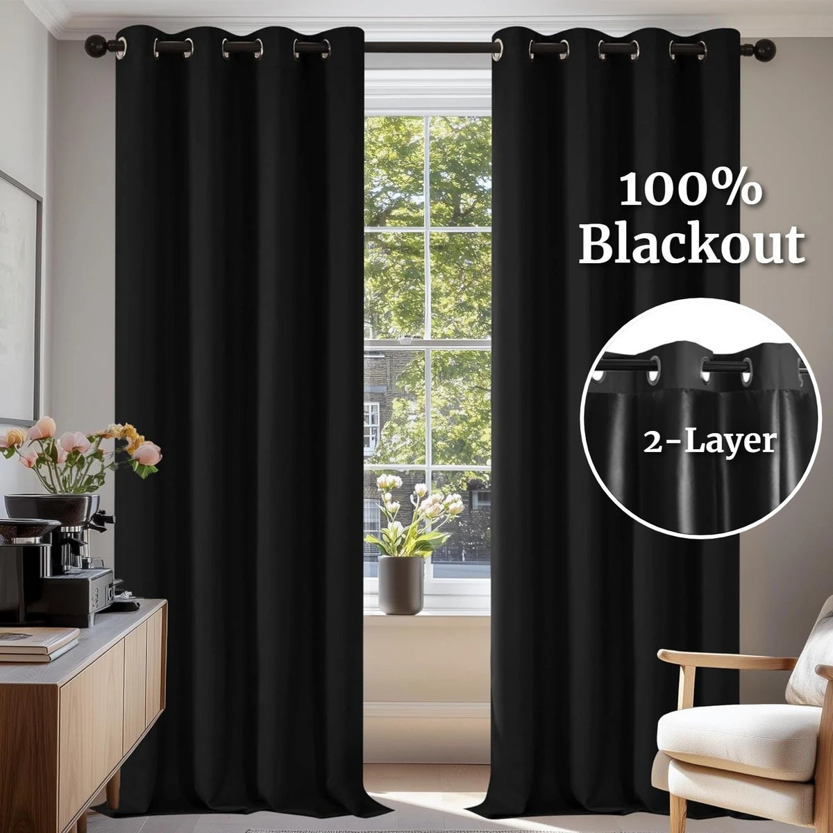 Blackout Thermal Eyelet Curtains – Light Blocking Drapes