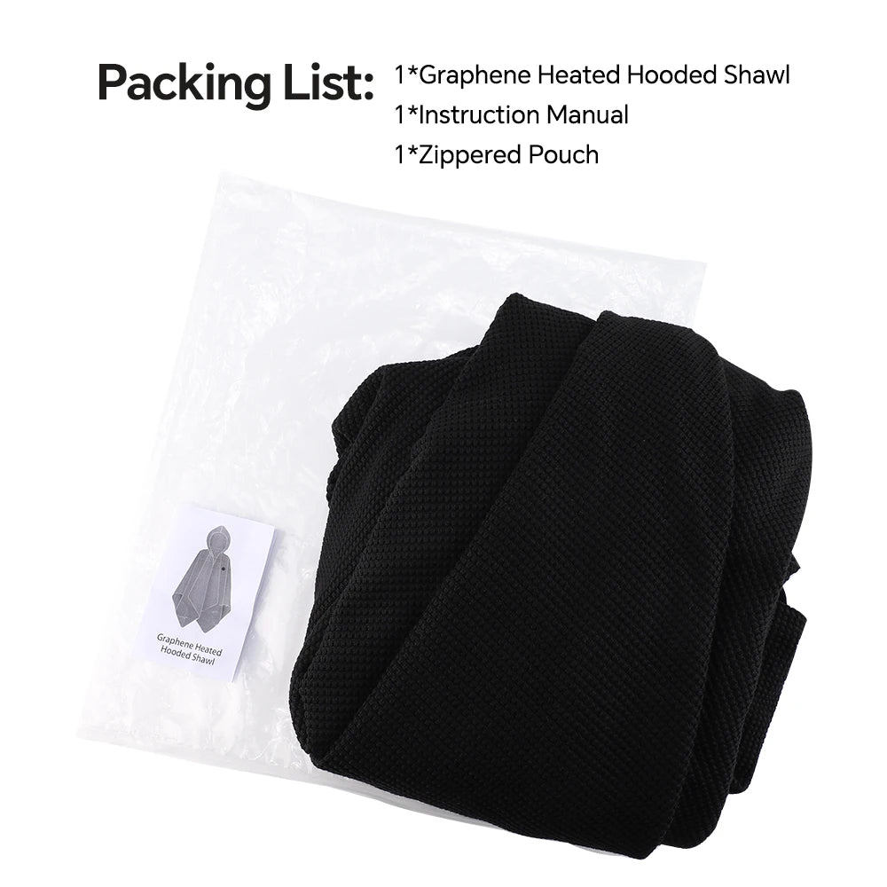 Wearable Heated Blanket Shawl – Graphene Hooded Poncho USB