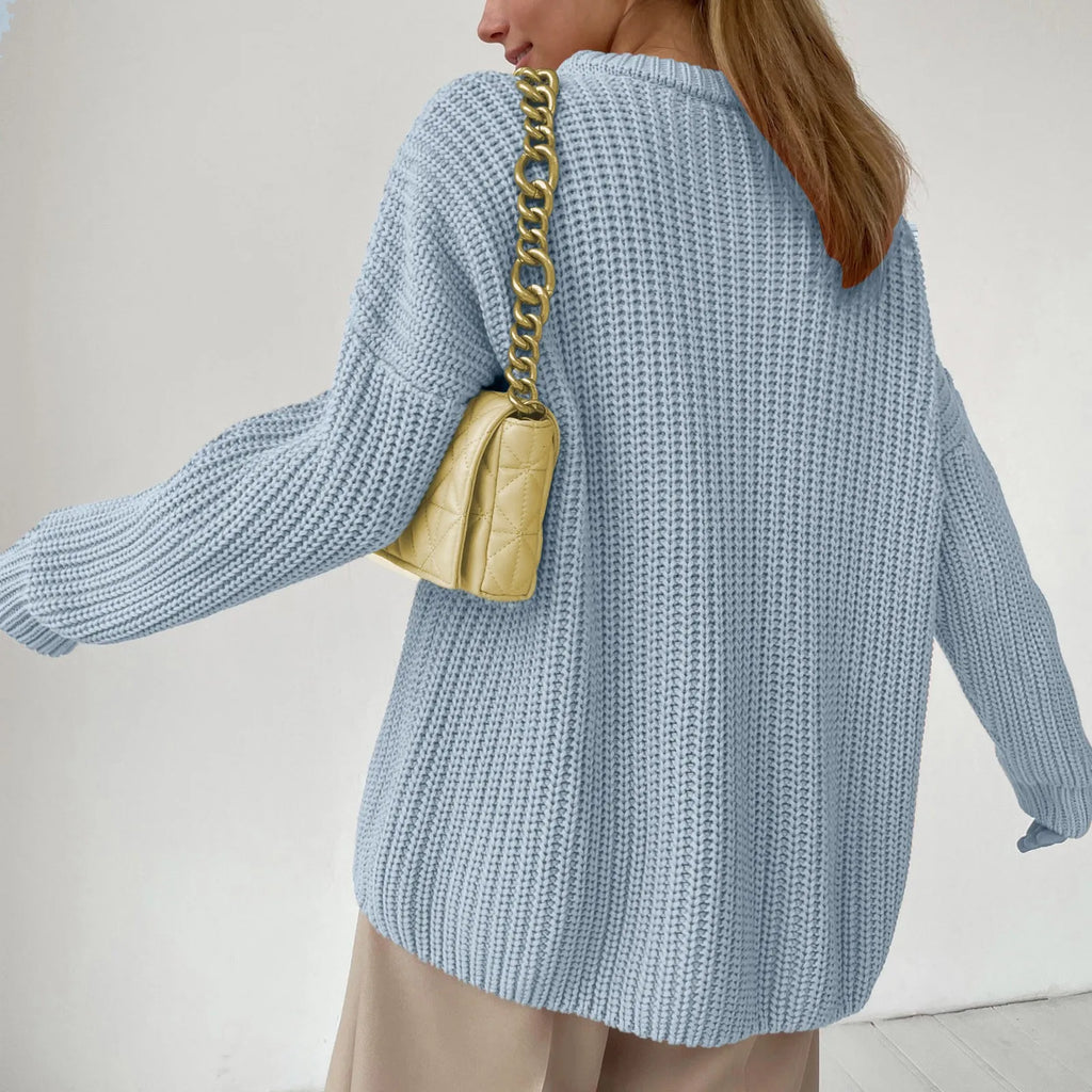 Women's Oversized Chunky Knit Crewneck Pullover Sweater