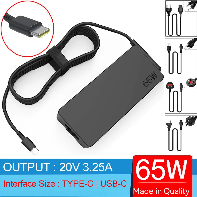65W USB-C Charger for Lenovo ThinkPad T14 T480 T490 T580