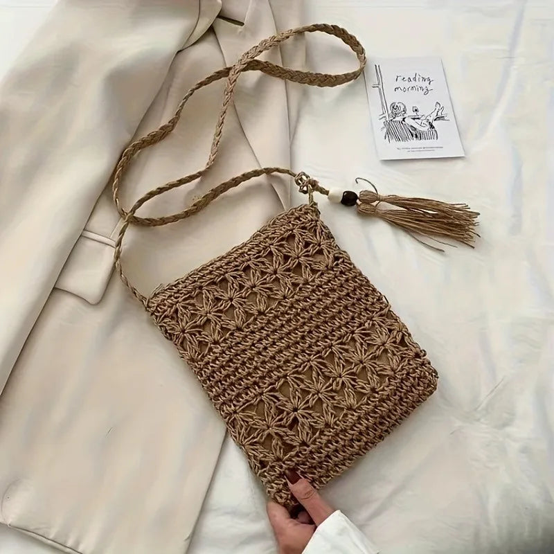 Women's Woven Straw Shoulder Bag | Casual Summer Beach Tote