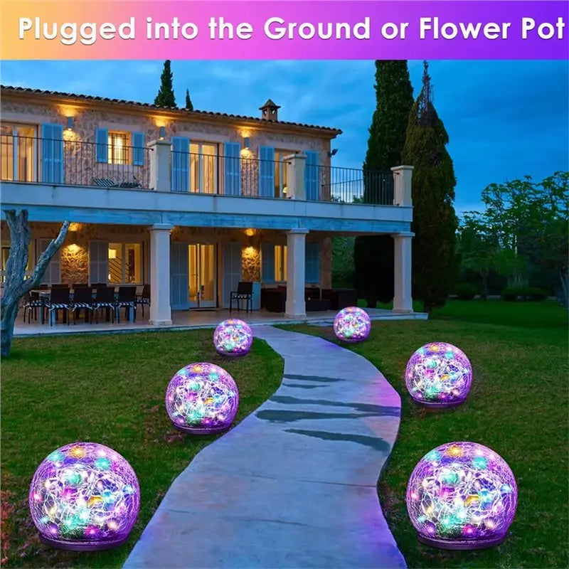 Solar Garden Ball Light – Cracked Glass Landscape Lamp 10cm