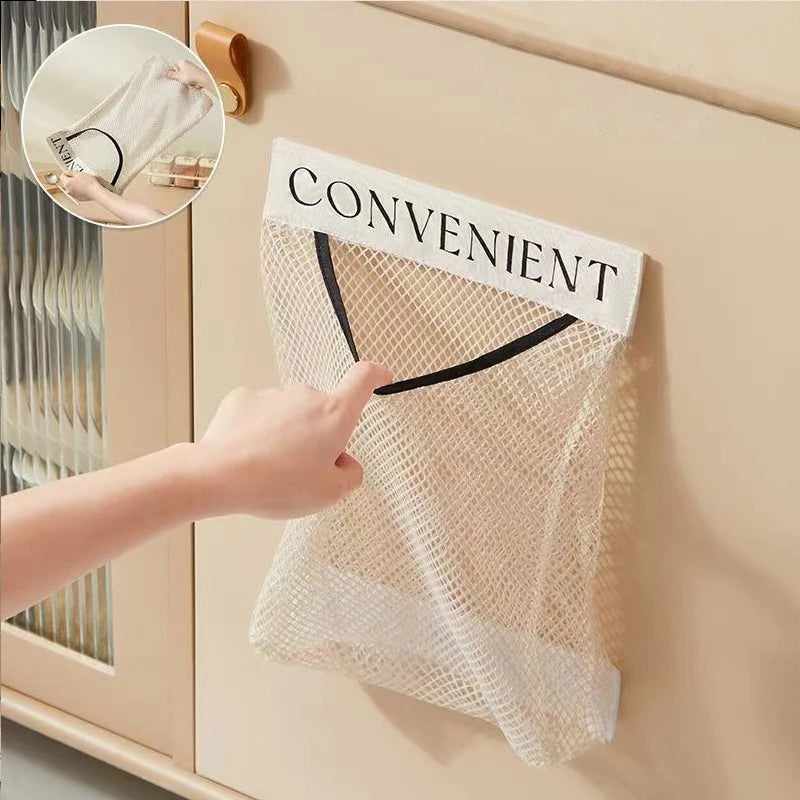Wall Mount Plastic Bag Dispenser & Kitchen Organizer Pouch