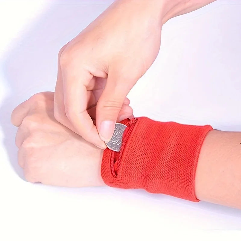 Zippered Wrist Wallet Stretchable Wristband – Running & Gym