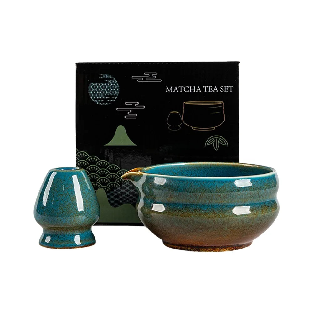 Ceramic Matcha Bowl Set – Kiln Fired, Large Capacity Tea Bowl
