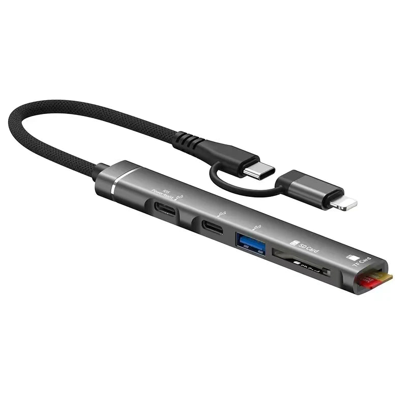 5-in-1 USB-C Lightning Hub – SD/TF Card Reader & USB-A Port