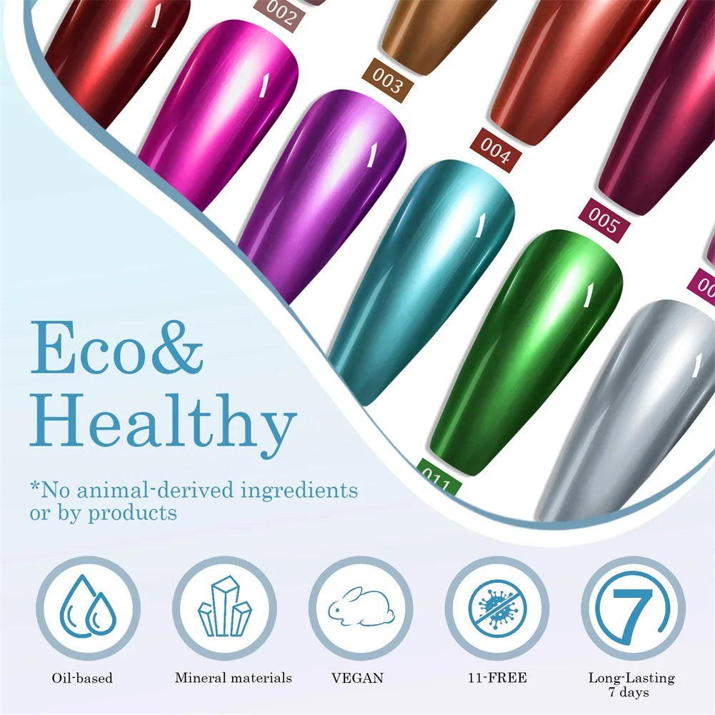 Metallic Mirror Nail Polish – Chrome Glitter Quick-Dry Lacquer