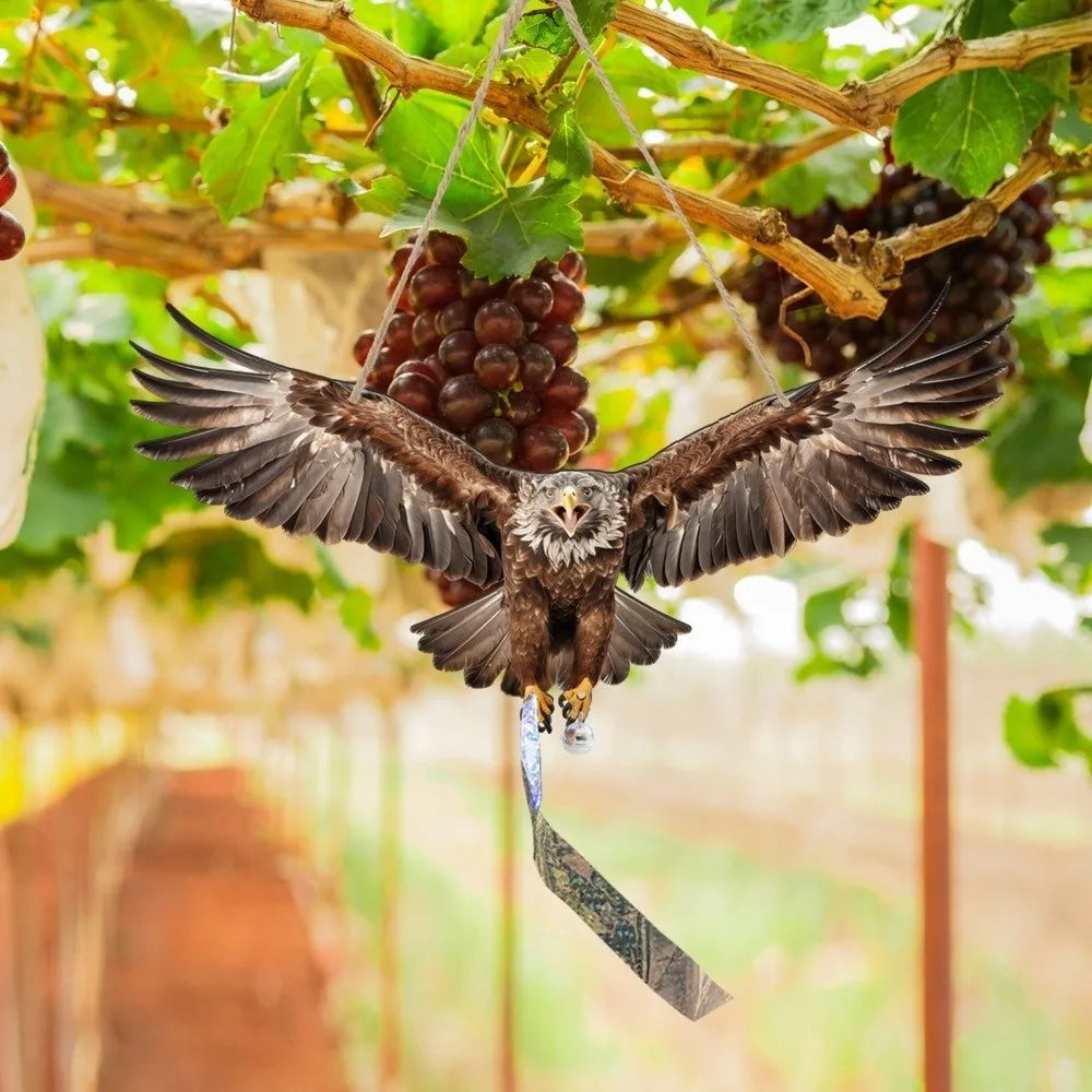 Waterproof Owl Bird Repellent Hanging Decoy with Bell & Reflector