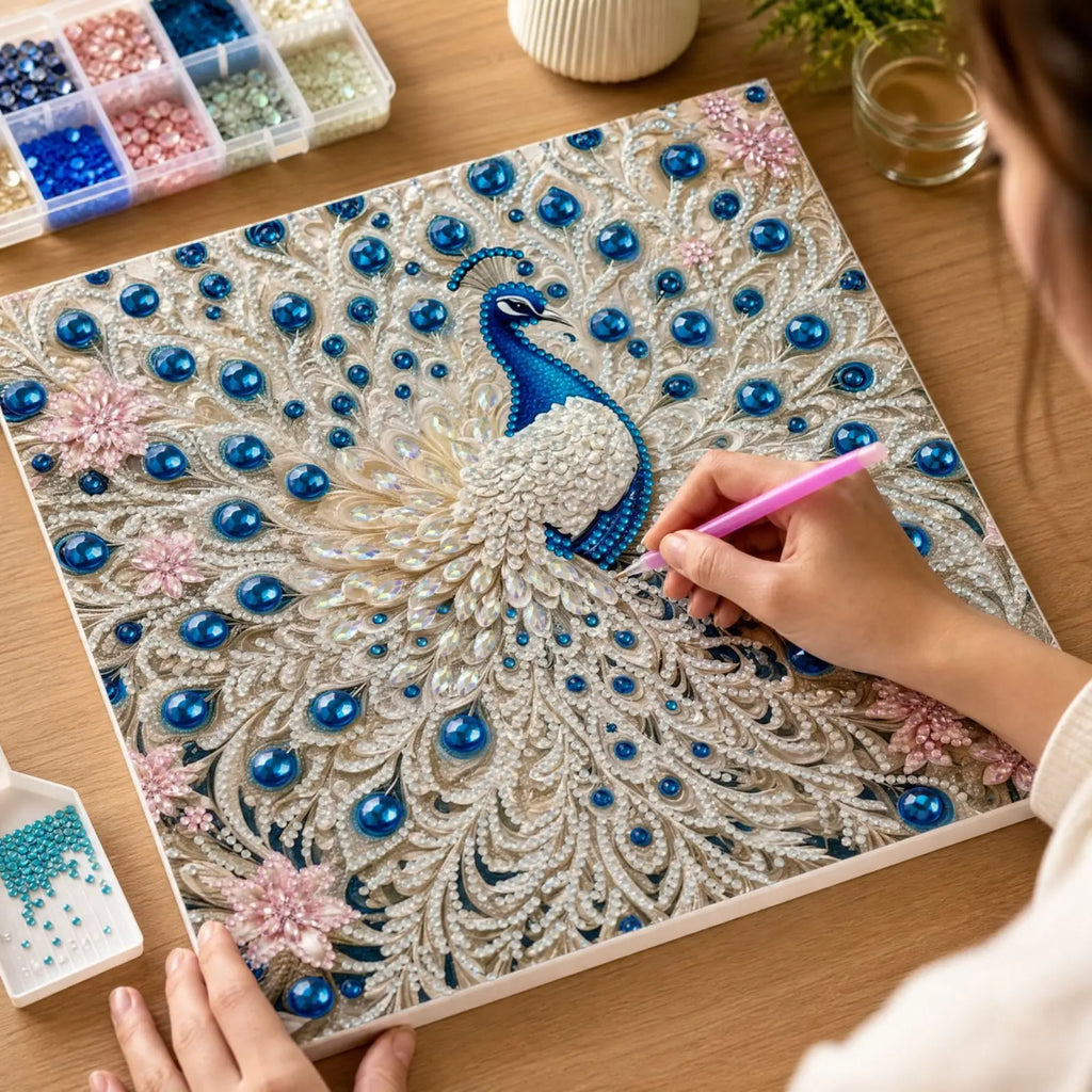 5D Diamond Painting Peacock Kit – Self-Adhesive Wall Art 30×30cm