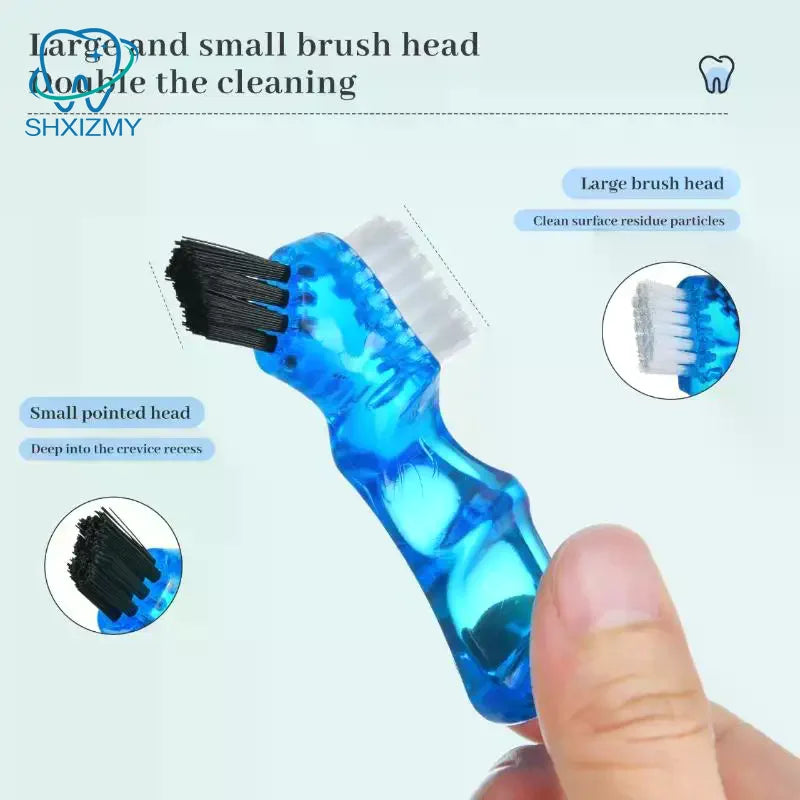 Dual Head Soft Bristle Denture Brush | False Teeth Cleaner